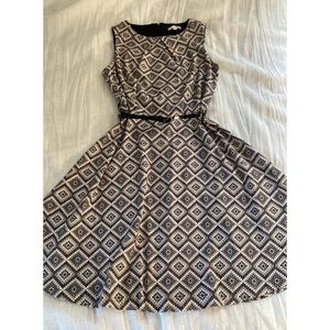 Belted geometric-print dress sleeveless